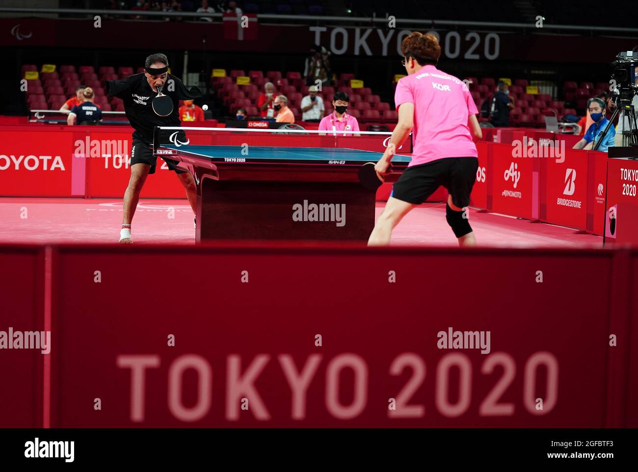 Egypt's Ibrahim Elhusseiny Hamadtou in action in the Men's Singles Class 6 Group E Table Tennis at the Tokyo Metropolitan Gymnasium on day one of the Tokyo 2020 Paralympic Games in Japan. Picture date: Wednesday August 25, 2021. Stock Photo