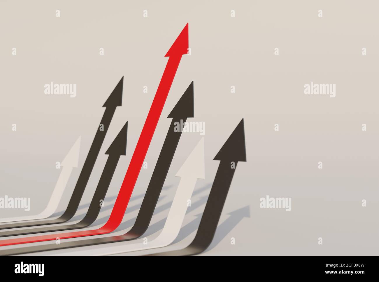 Multicolored arrows go up direction concept to success target and