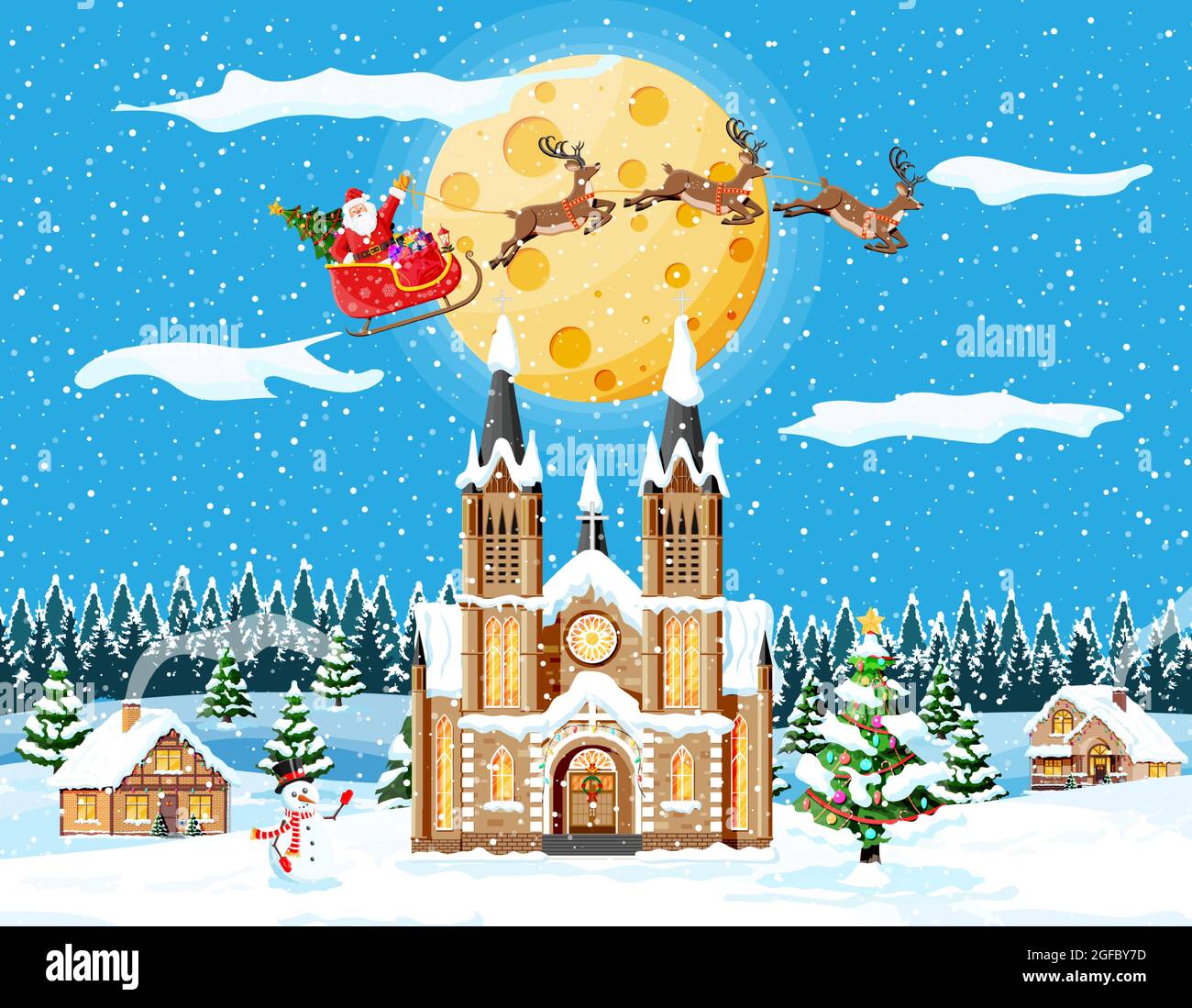 Christmas New Year Winter Landscape Stock Vector Image & Art Alamy