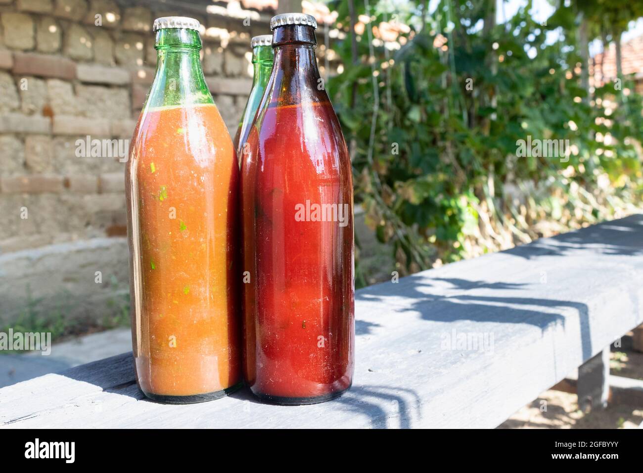 Homemade Tomato sauce in the glass bottle Stock Photo - Alamy