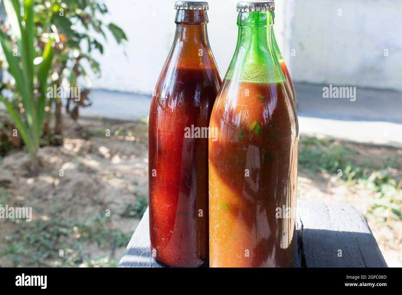 Homemade Tomato sauce in the glass bottle Stock Photo - Alamy
