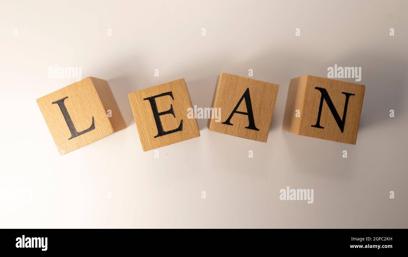 Lean is made from wooden cubes. Stock Photo