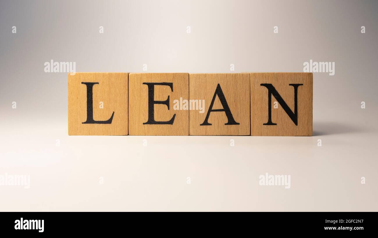 Lean is made from wooden cubes. Stock Photo