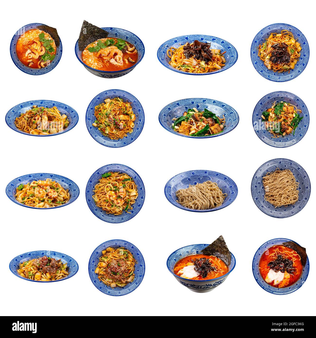 Isolated variety of asian japanese dishes collage Stock Photo