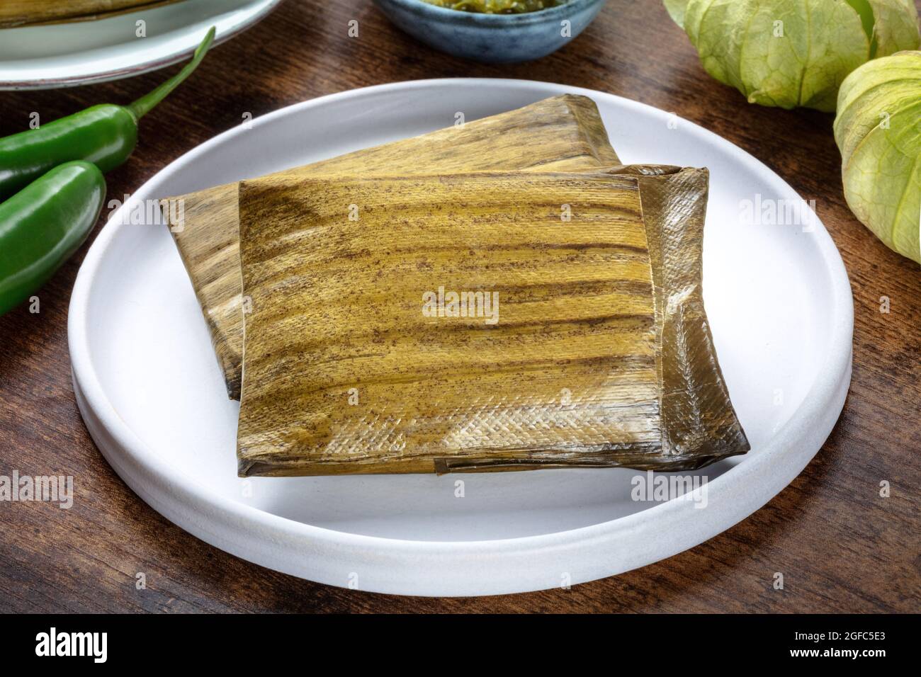 Tamale, traditional dish of the cuisine of Mexico, various stuffings