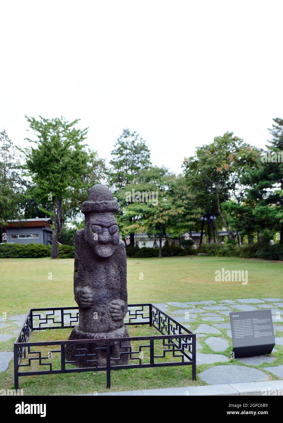 A traditional Korean stone sculpture at the folklore park at the
