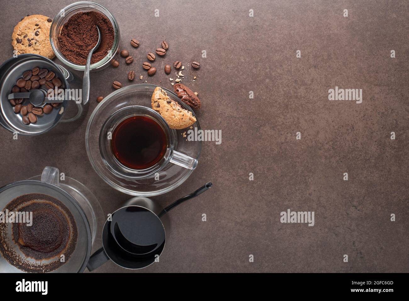 Drip brewing, filtered coffee, or pourover is a method which involves