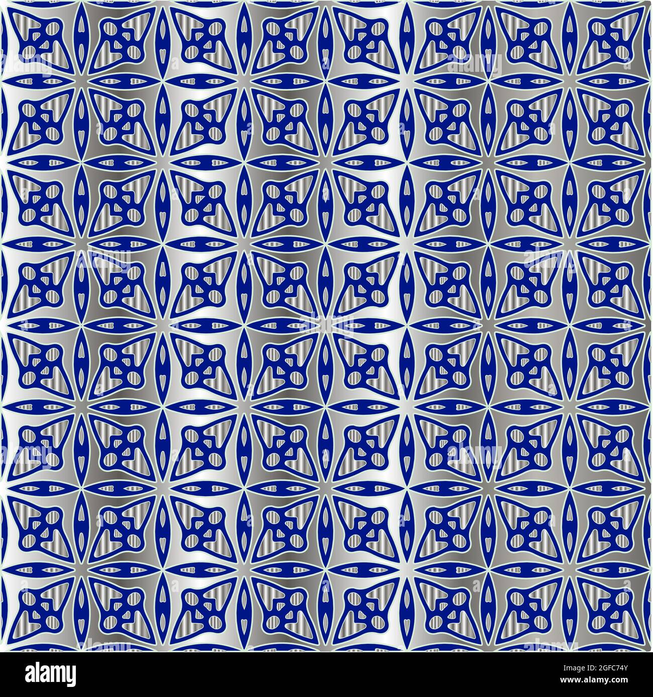 metal pattern on a blue background. pattern for fabric, wallpaper ...