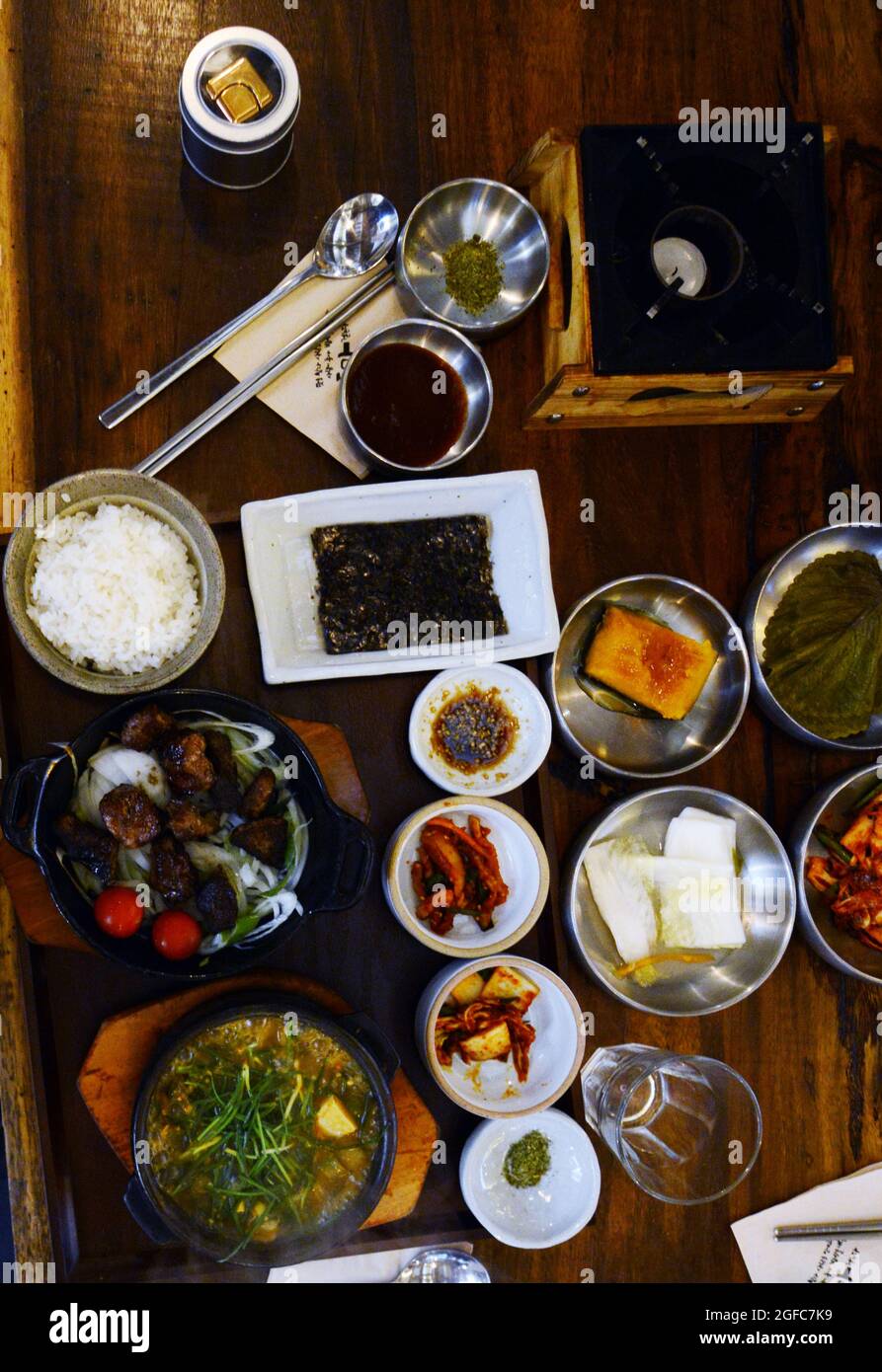 Grilled beef and Kimchi at the Doma Insadong Korean beef restaurant