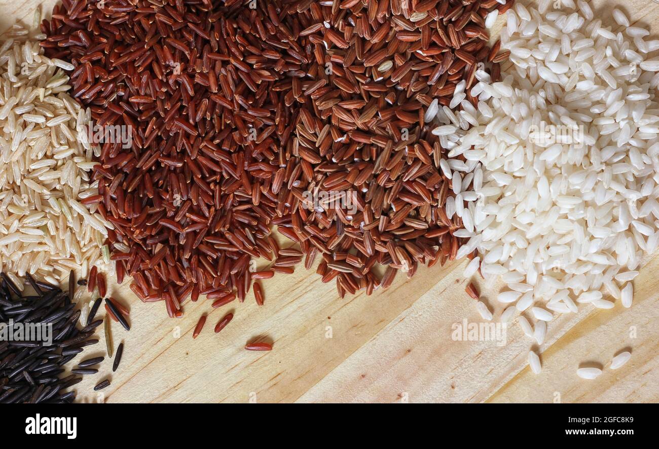 Jasmine Rice, Black Wild Rice, Brown Rice, Himalayan Red, Brown and