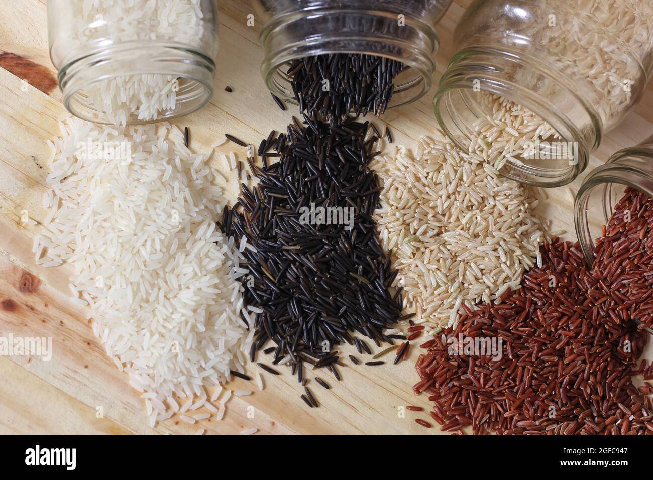 Jasmine Rice, Black Wild Rice, Brown Rice, Himalayan Red, Brown and