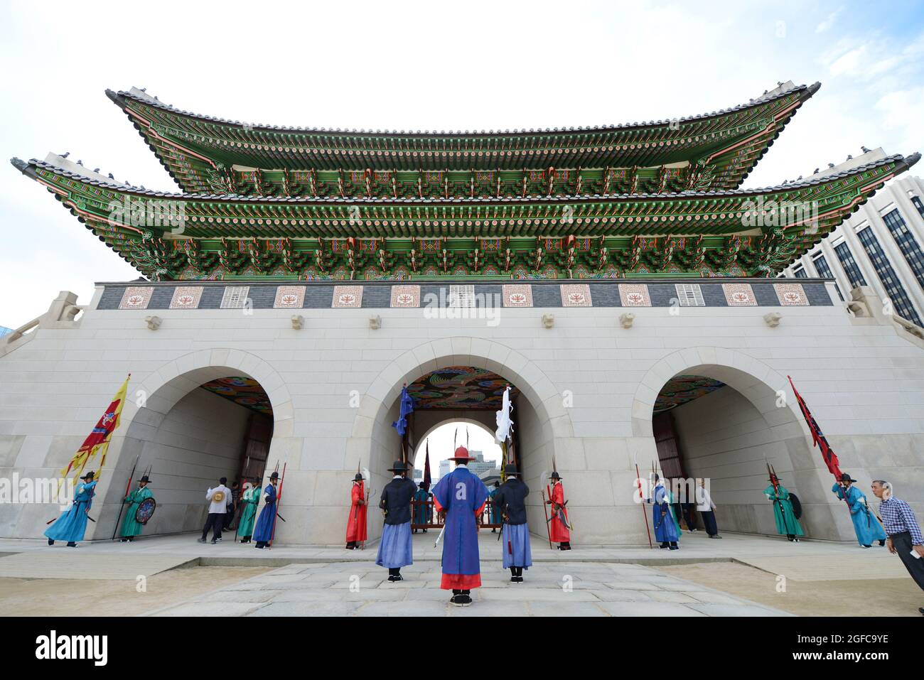 Gyeongbokgung Palace Royal Guard Changing Ceremony. Seoul, South Korea. Stock Photo
