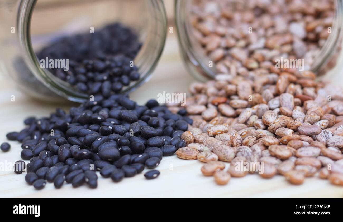 Black Beans and Pinto Beans Spilled on Kitchen Counter Stock Photo Alamy