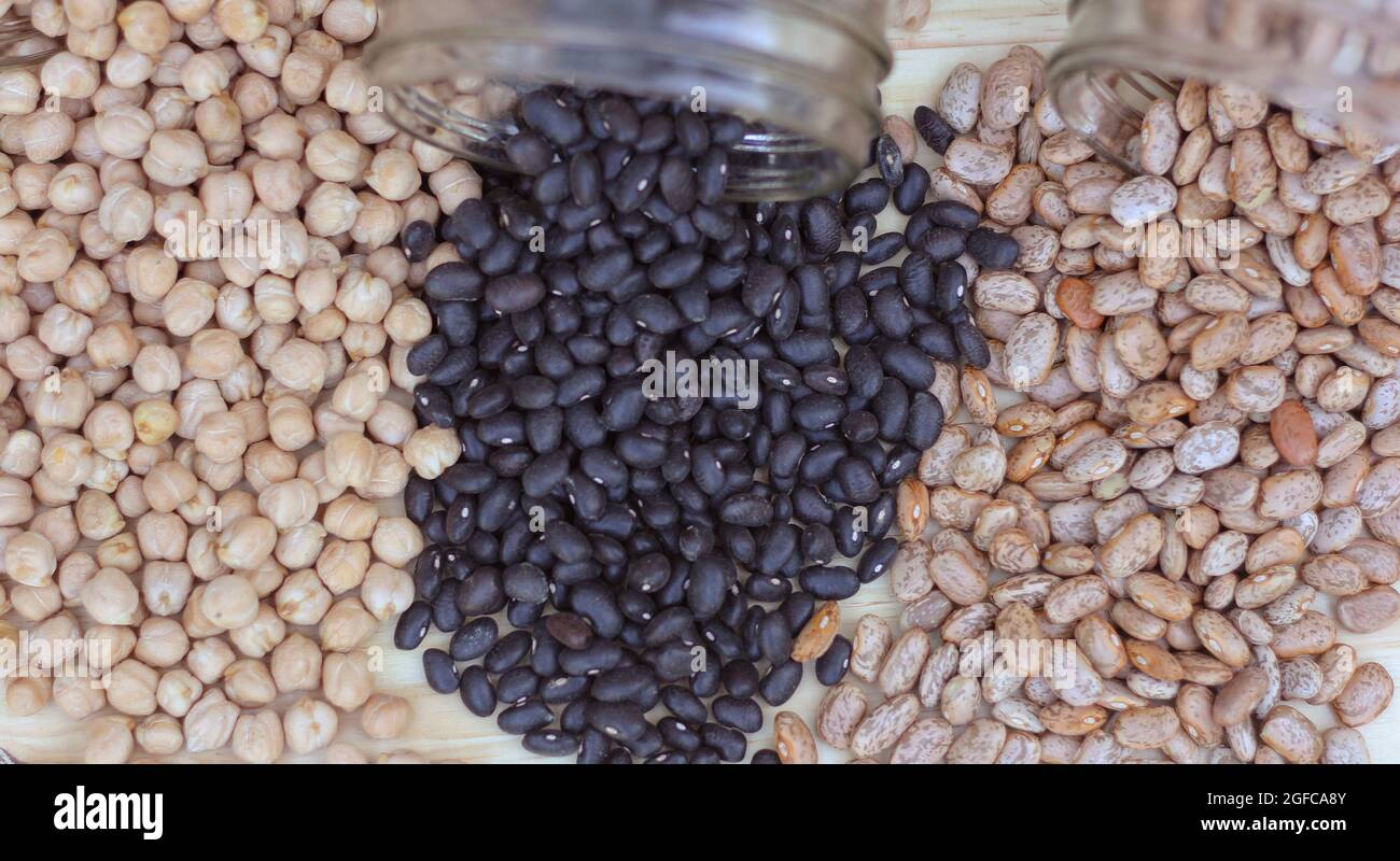 Blackeyed Peas, Chick Peas, Black Beans and Pinto Beans Spilled in