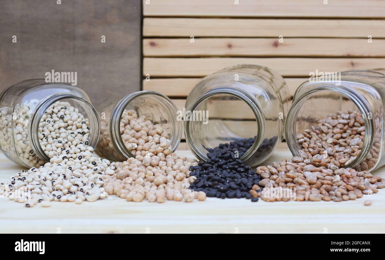 Blackeyed Peas, Chick Peas, Black Beans and Pinto Beans Spilled in