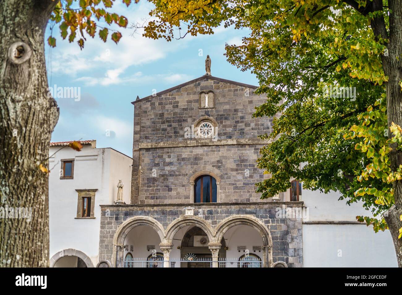 Franciscan complex of the Church of Santa Maria del Pozzo in Somma Vesuviana, Naples. Located on area occupied by an ancient medieval church, was founded in 1510 by Queen Giovanna III Stock Photo