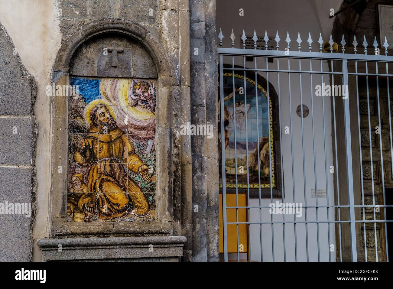 Franciscan complex of the Church of Santa Maria del Pozzo in Somma Vesuviana, Naples. Located on area occupied by an ancient medieval church, was founded in 1510 by Queen Giovanna III Stock Photo