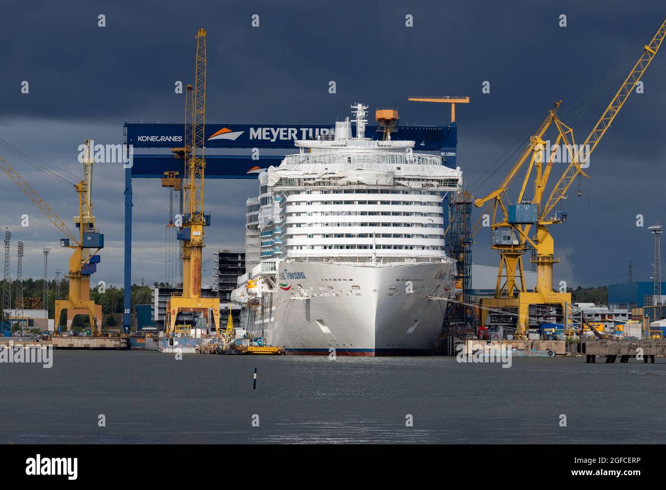 Costa Toscana under construction at Meyer Turku Shipyard on August 21, 2021. Stock Photo