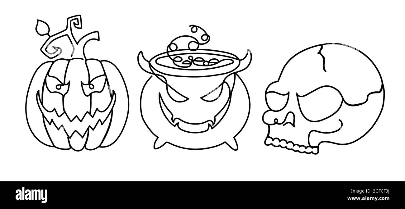 Halloween set in a hand drawn linear style Stock Vector Image & Art - Alamy