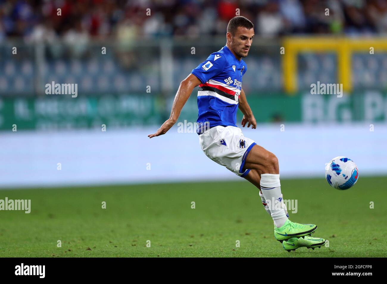 Genova, Italy. 23 August 2021. Valerio Verre of Uc Sampdoria controls the  ball during the Serie A match between Uc Sampdoria and Ac Milan at Stadio  Luigi Ferraris Stock Photo - Alamy