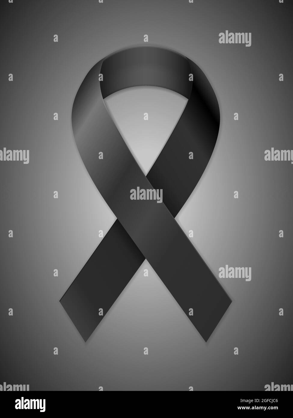Mourning ribbon on a black background. Vector illustration Stock Vector