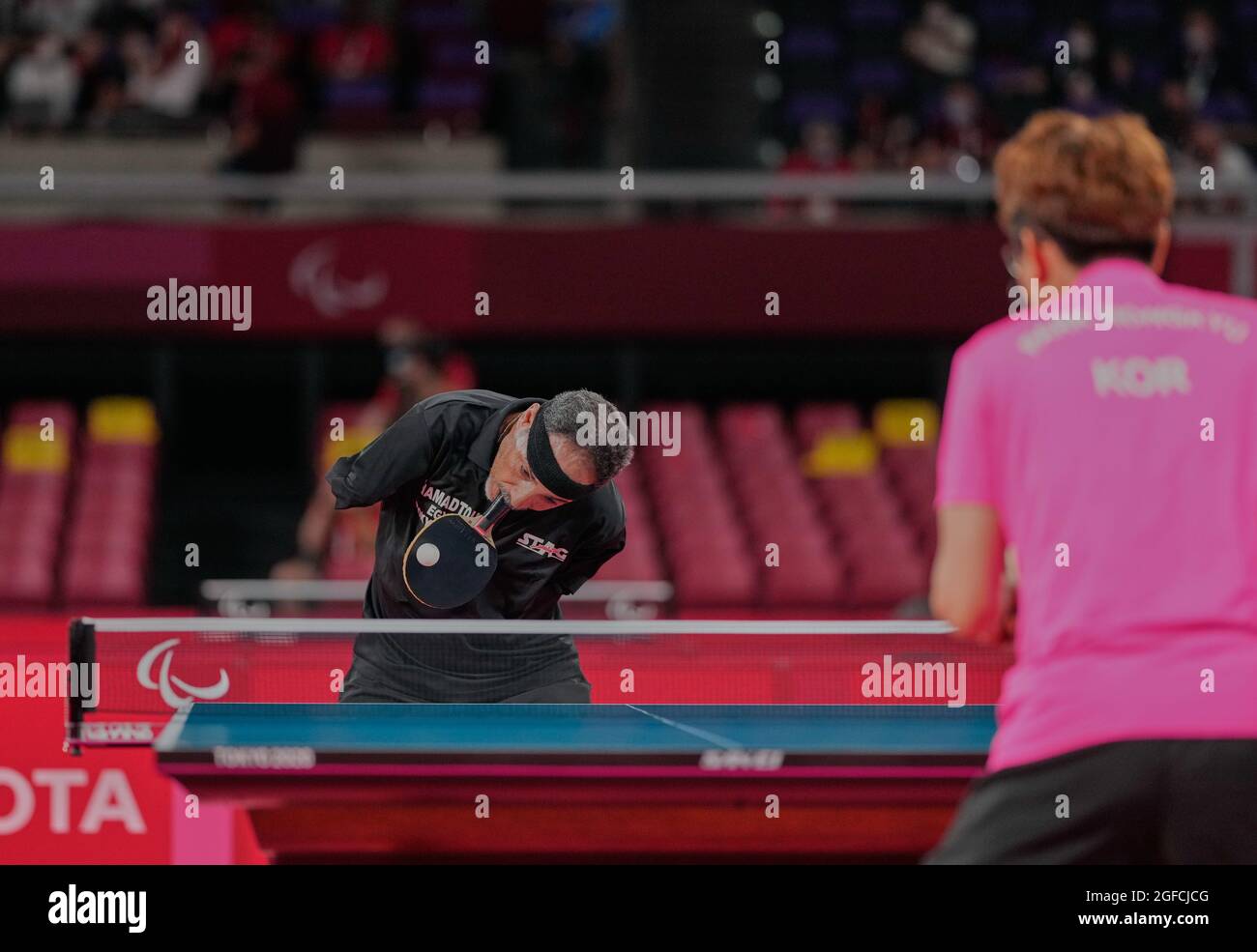 Tokyo, Japan, August 25, 2021: Ibrahim Elhusseiny Hamadtou during Table Tennis at the Tokyo Paraolympics at Tokyo Metropolitan Gymnasium, Tokyo, Japan. Kim Price/CSM Stock Photo