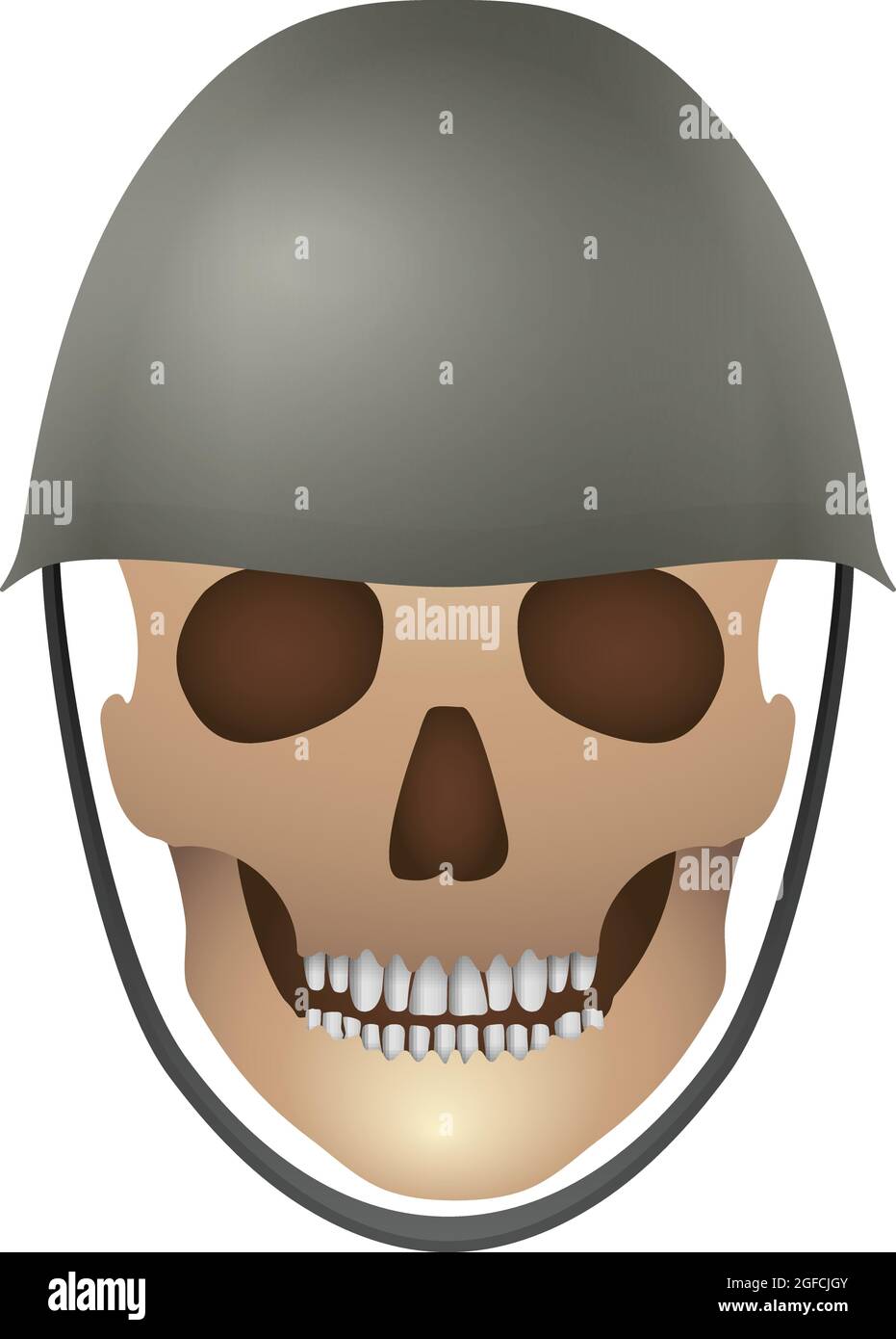 Skull with military helmet on a white background. Vector illustration ...