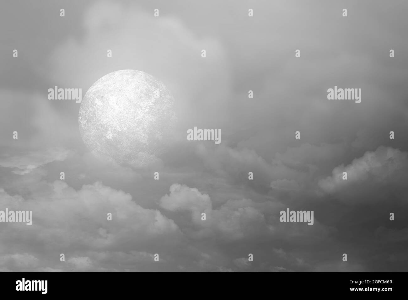 Full moon with dark cloudscapes on the night. Halloween concept Stock ...