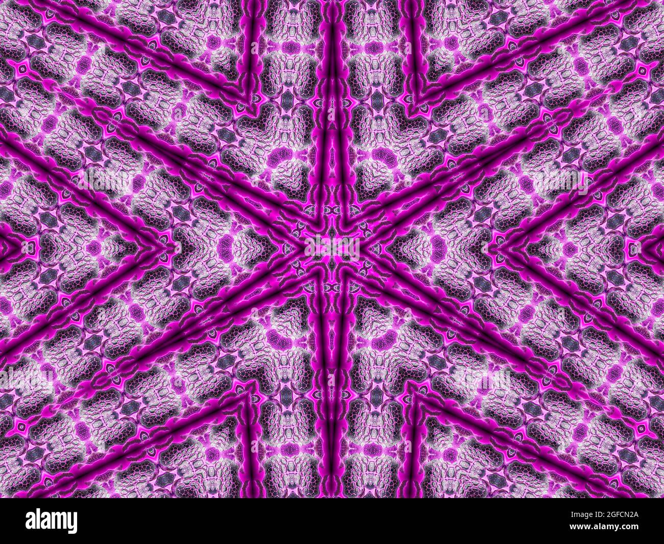 Purple magic kaleidoscope. The device of the universe, crescent moon