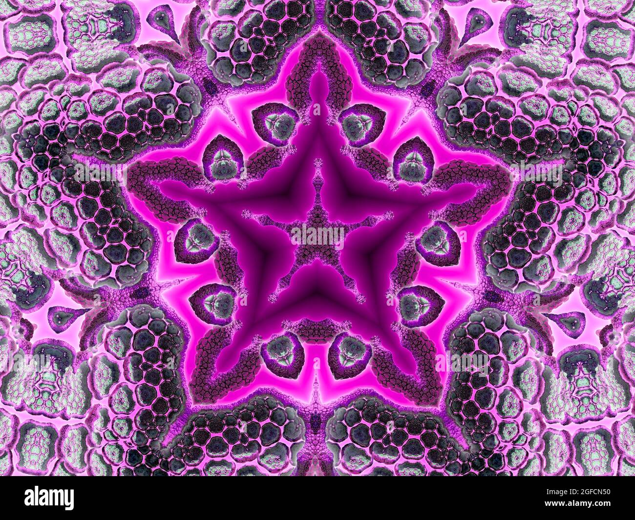 Purple magic kaleidoscope. The device of the universe, crescent moon