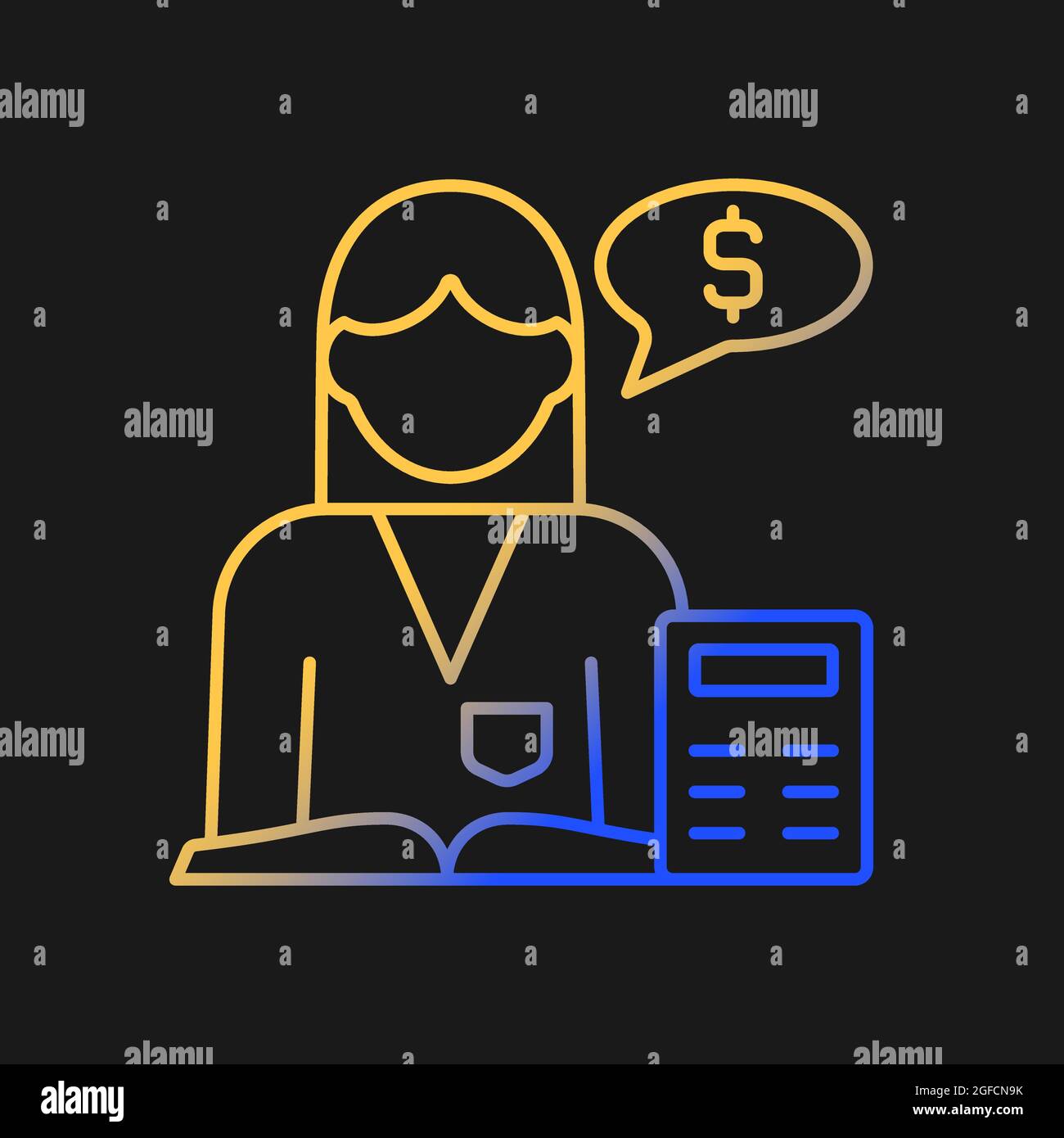 Accountant gradient vector icon for dark theme Stock Vector
