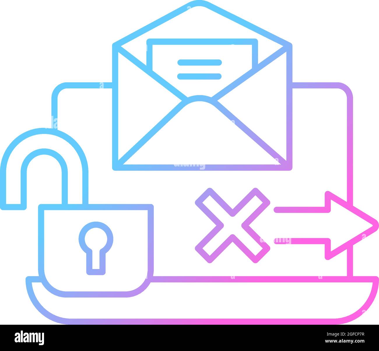 No transmission via email gradient linear vector icon Stock Vector