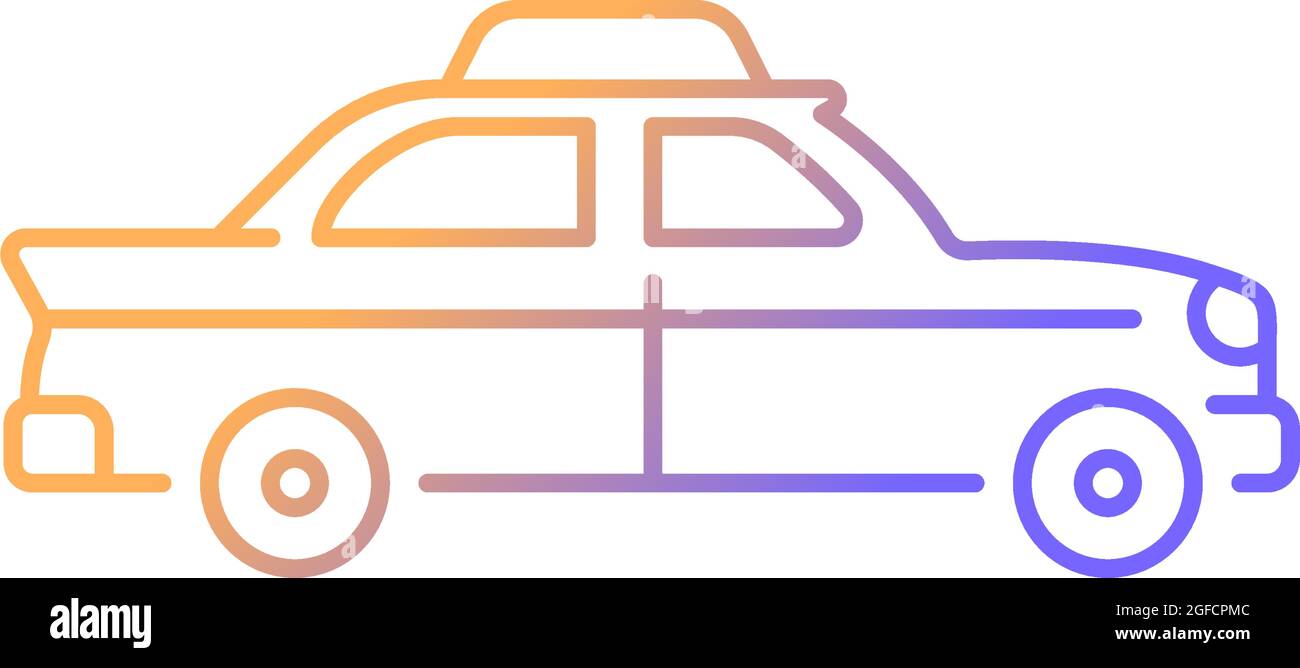 Retro taxi car gradient linear vector icon Stock Vector