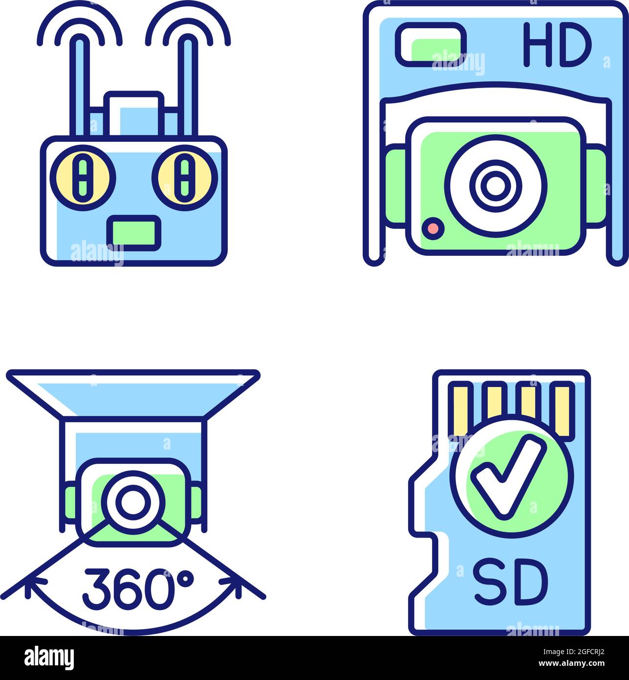 Effective drone use RGB color manual label icons set Stock Vector Image ...