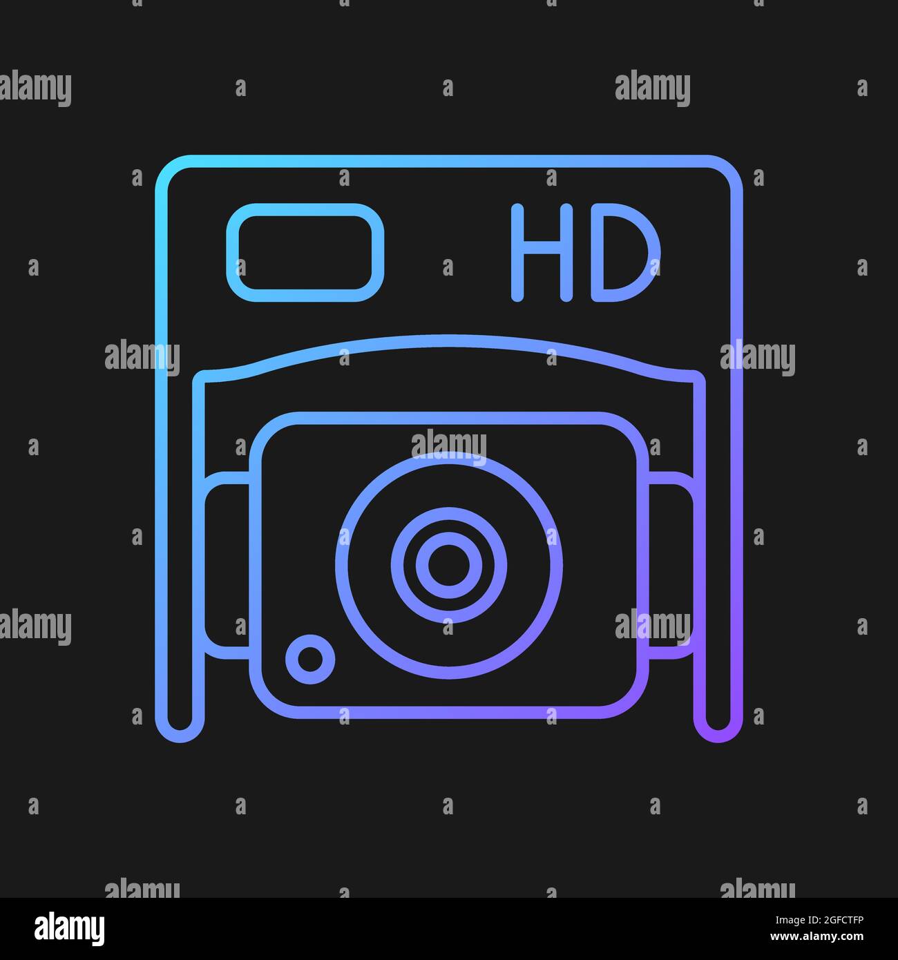 HD bottom camera gradient vector manual label icon for dark theme Stock Vector
