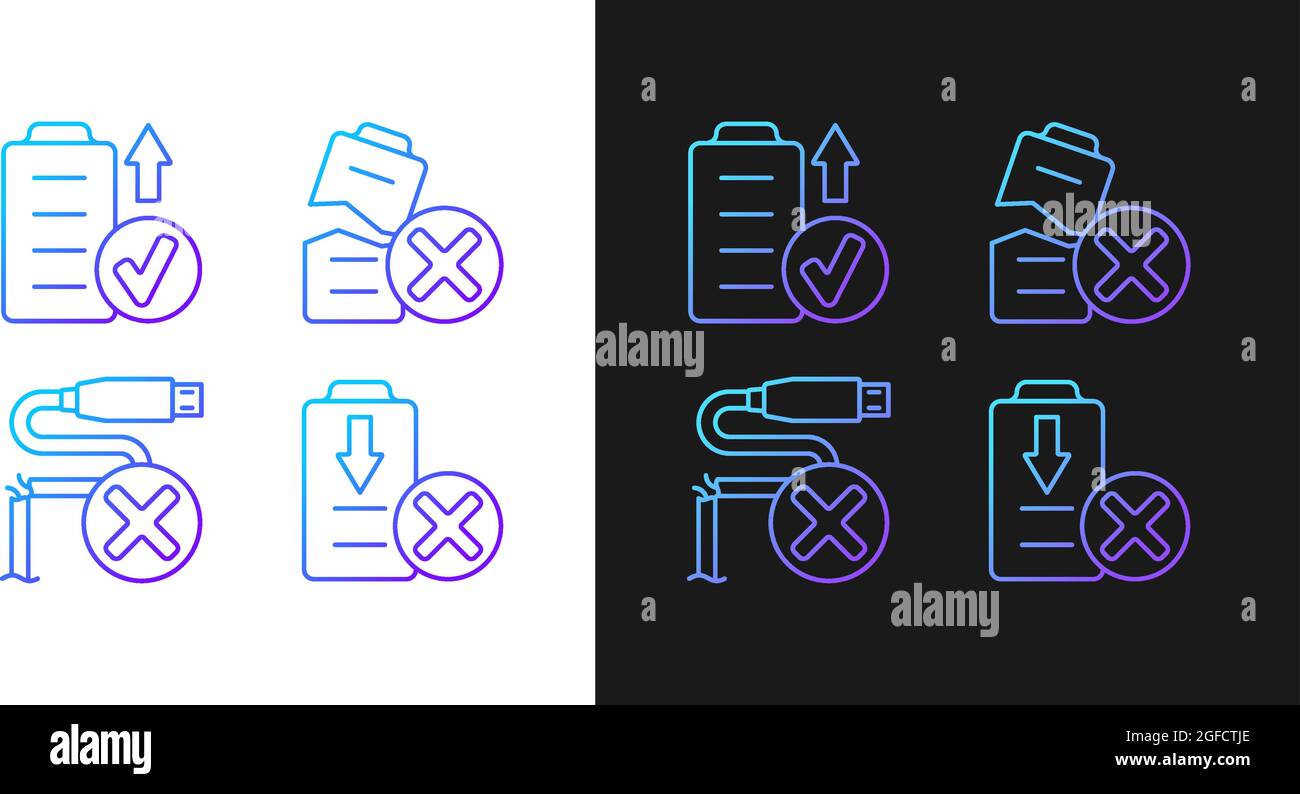 Quadcopter gradient manual label icons set for dark and light mode Stock Vector