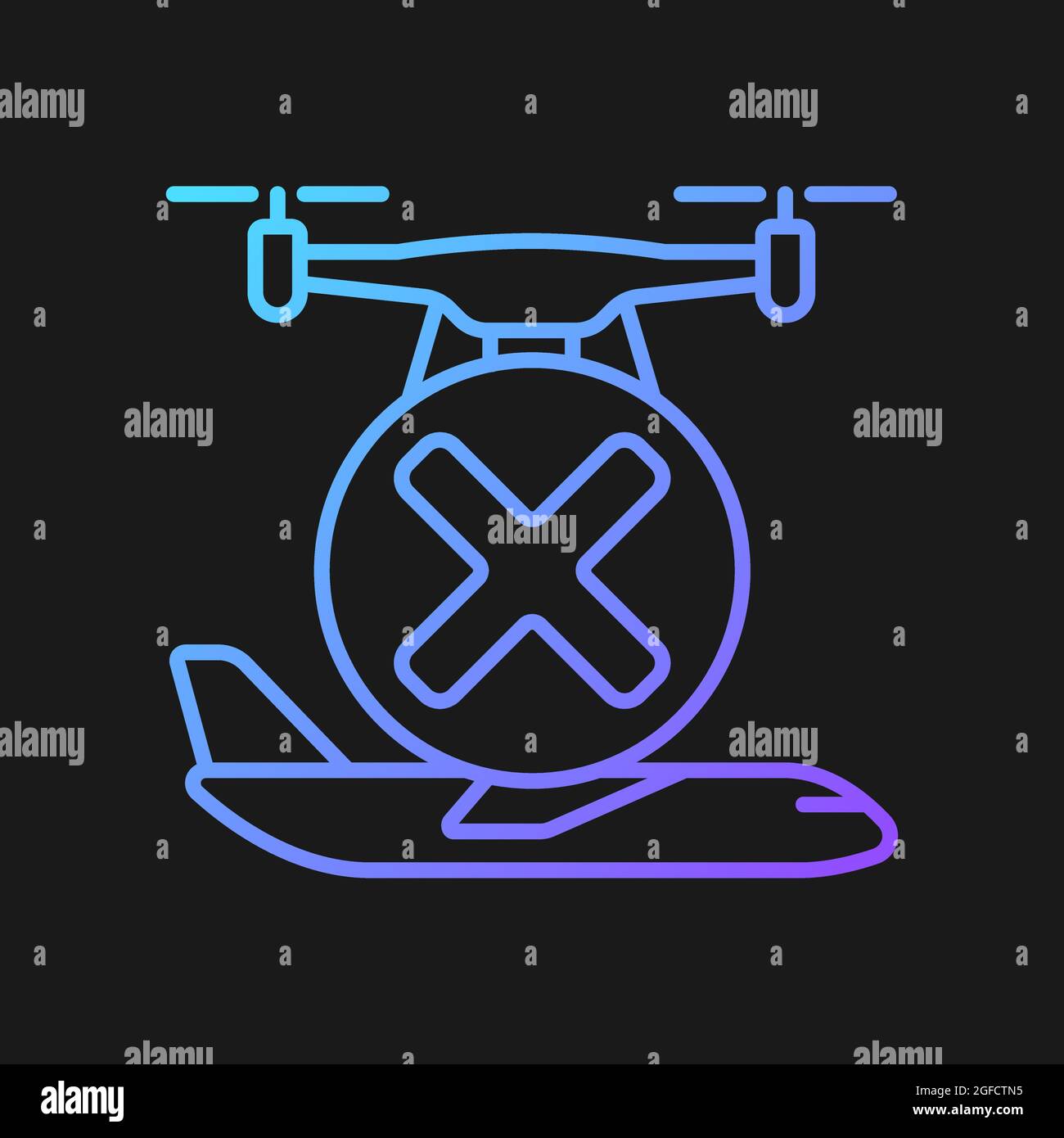 Dont fly near aircrafts gradient vector manual label icon for dark ...