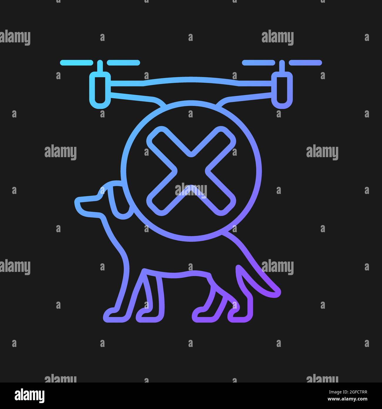 Dont fly above animals gradient vector manual label icon for dark theme Stock Vector