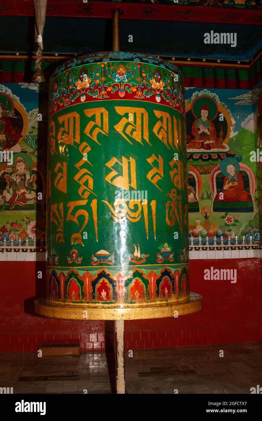 Tibetan Buddhist Prayer wheels at Dalai Lama's temple, Dharamsala