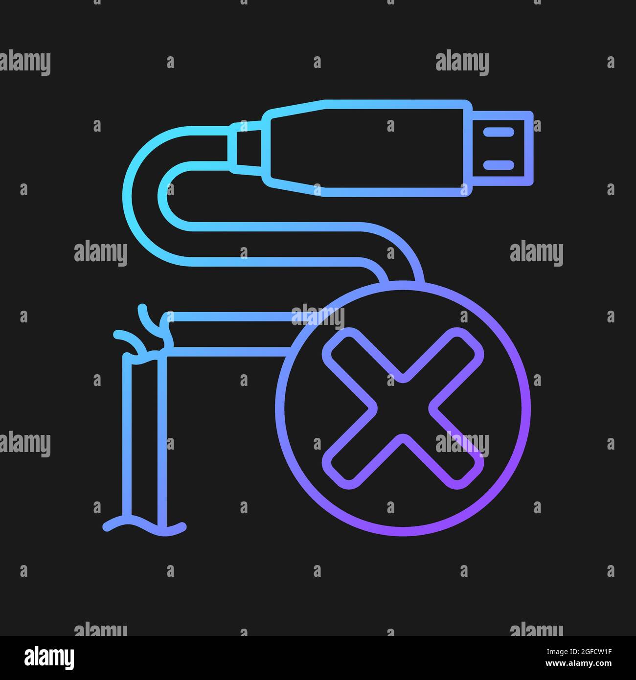 Dont use cracked cable gradient vector manual label icon for dark theme Stock Vector