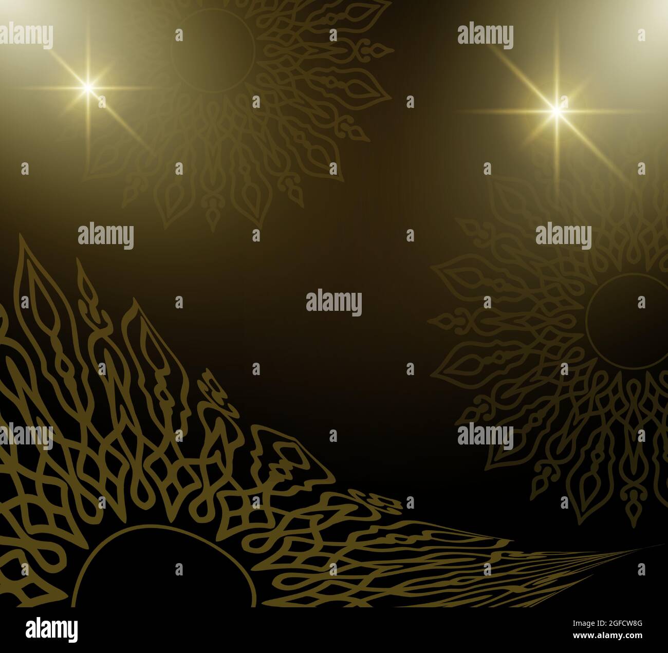 golden mandala background light effect indian round pattern looks luxury vector illustrator Stock Vector