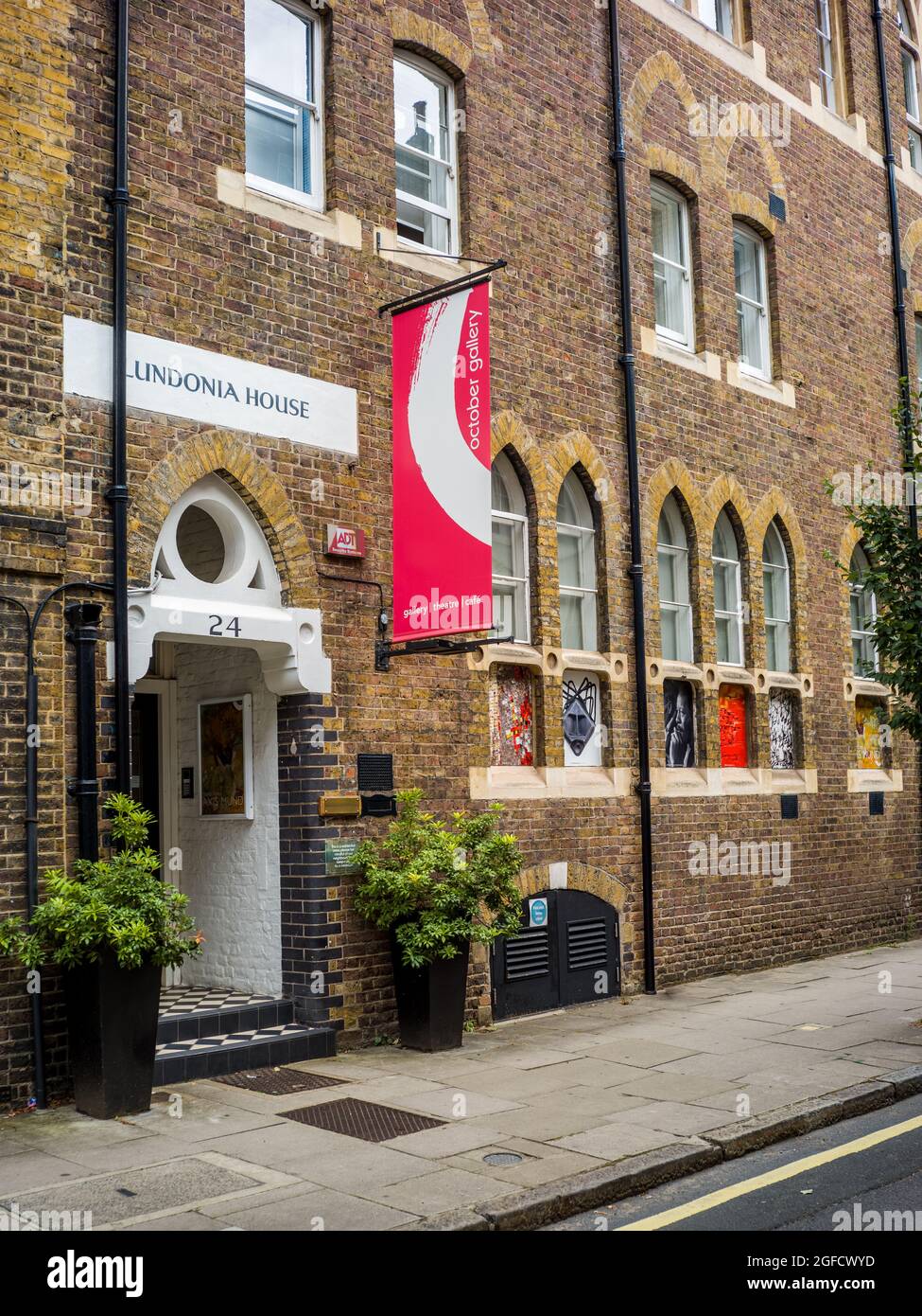 October Gallery London - London Art Gallery that promotes the Transvangarde movement, founded in 1979, at 24 Old Gloucester St London. Stock Photo