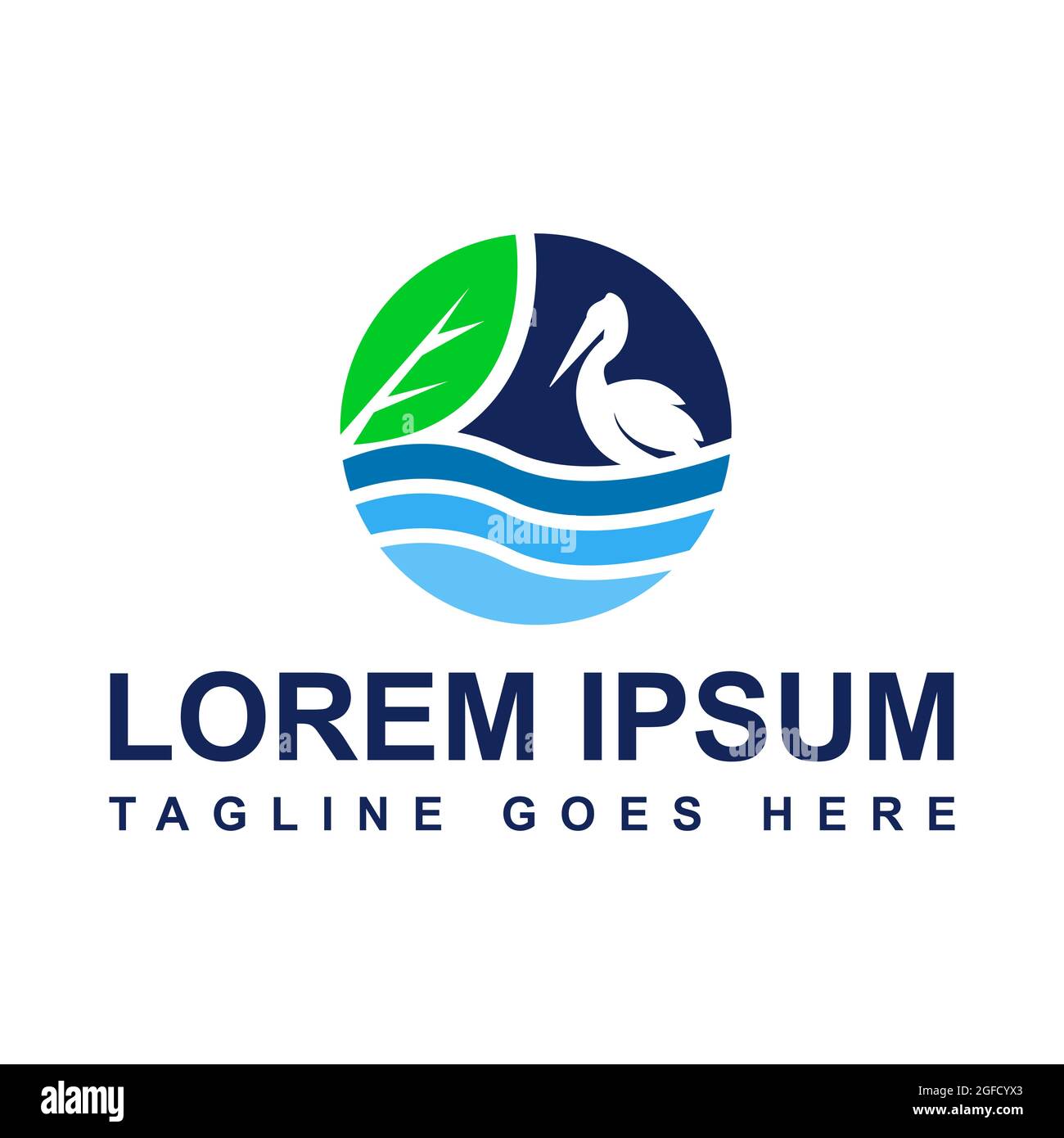 drawing ecosystem environmental conservation Pelican bird logo design vector illustration Stock Vector