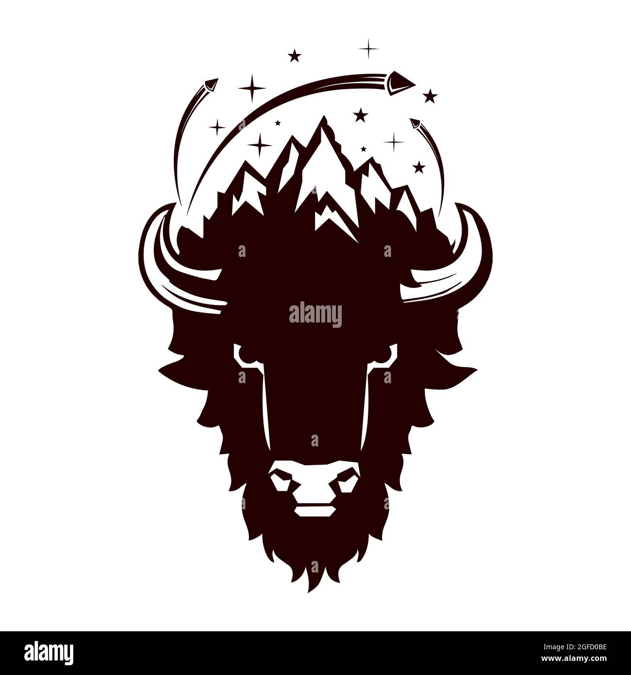 powerfull creation of wild bull buffalo bison vector logo illustrations ...