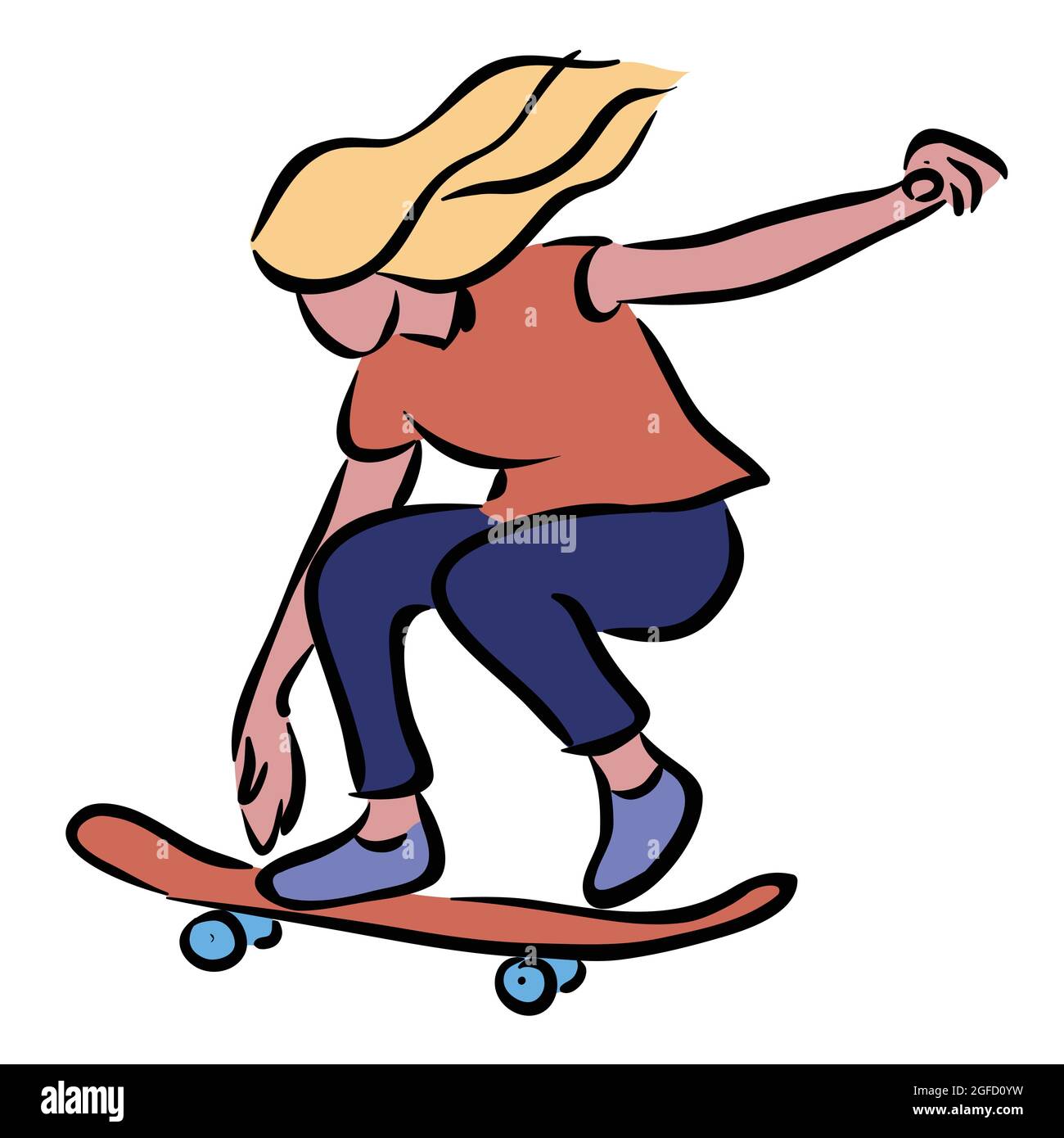 Young girl skating Clip art Stock Vector Image & Art Alamy