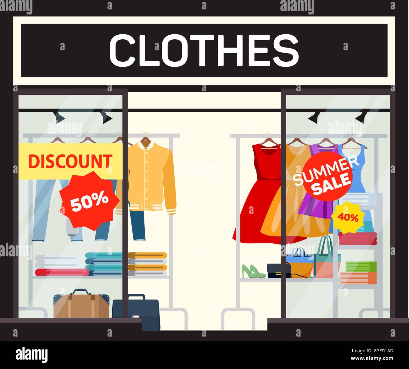 Clothing Shop Clearance Sale Vector Illustration Stock Vector (Royalty  Free) 1351007609