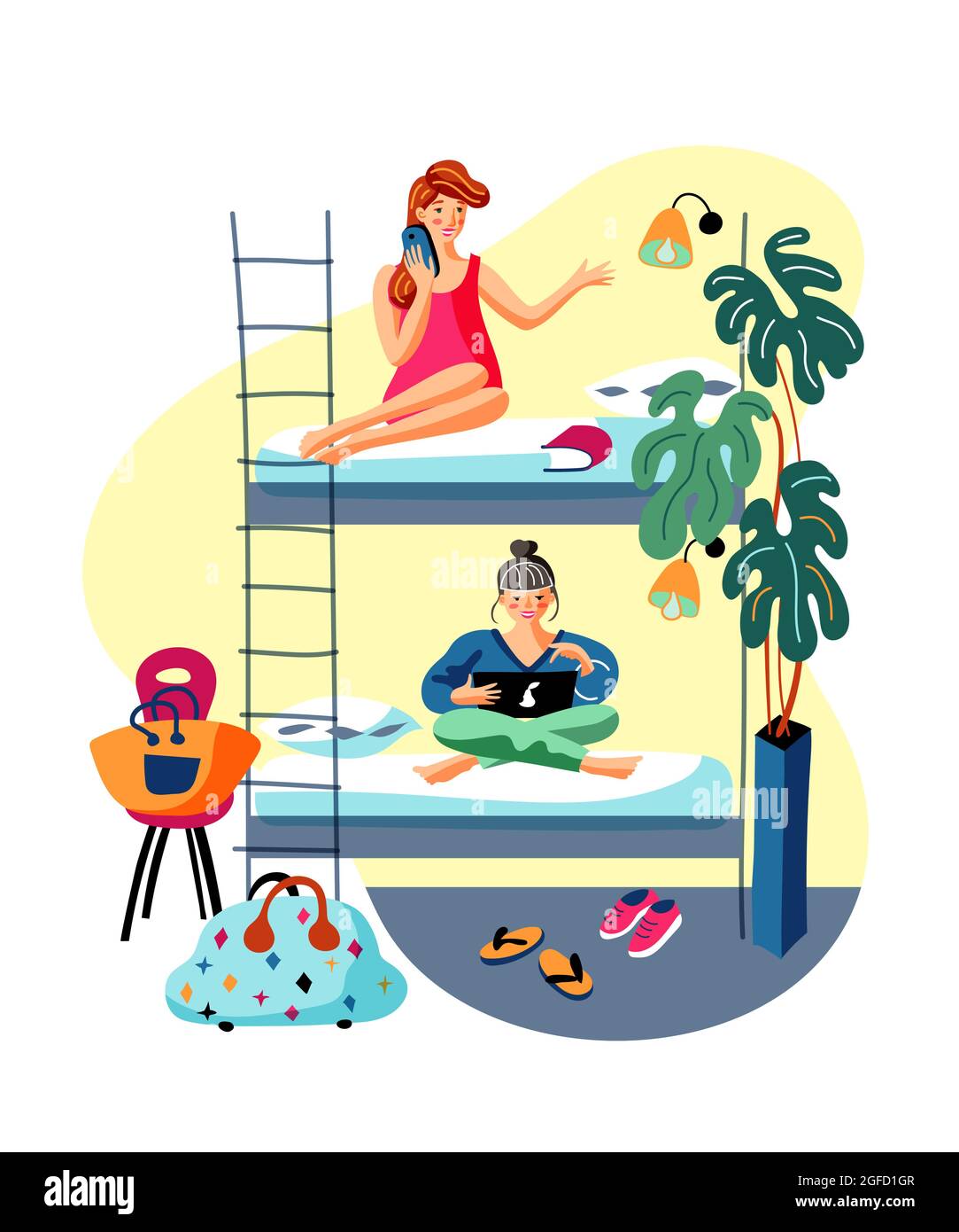 Dormitory room sharing flat vector illustration Stock Vector Image & Art Alamy