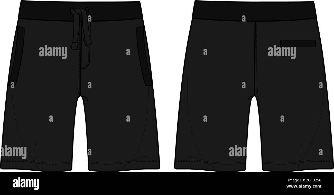 Overall Technical sketch shorts pants design template. Fashion vector art  illustration isolated on white background. Cotton jersey pant dress design  B Stock Vector Image & Art - Alamy