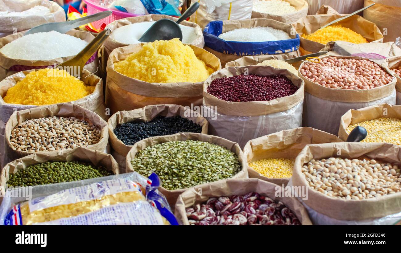 Dried food products sold on the market in Ho Chi Minh City, Vietnam Stock Photo