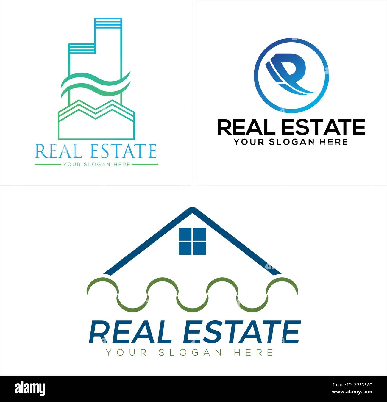 Real estate mortgage building logo design Stock Vector